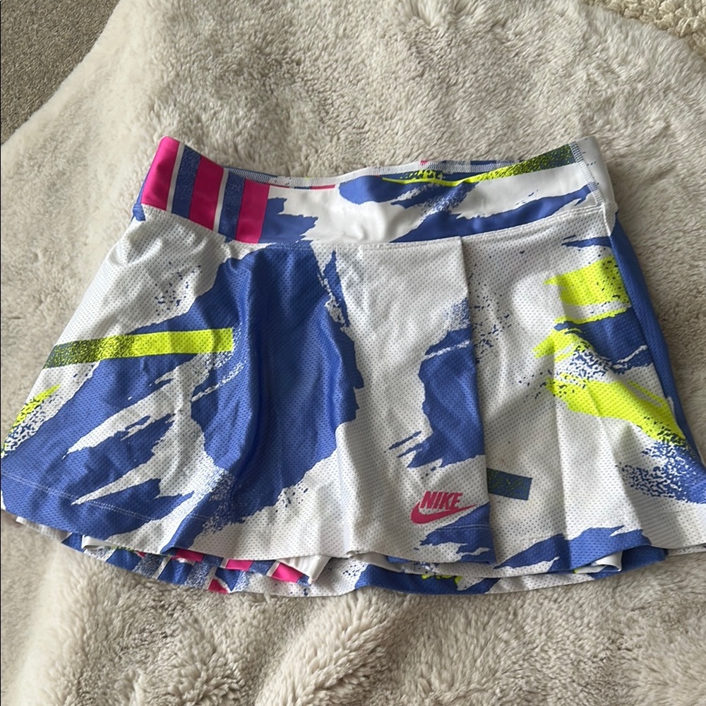 Nike Blue and Yellow Skater Skirt Athletic Mini